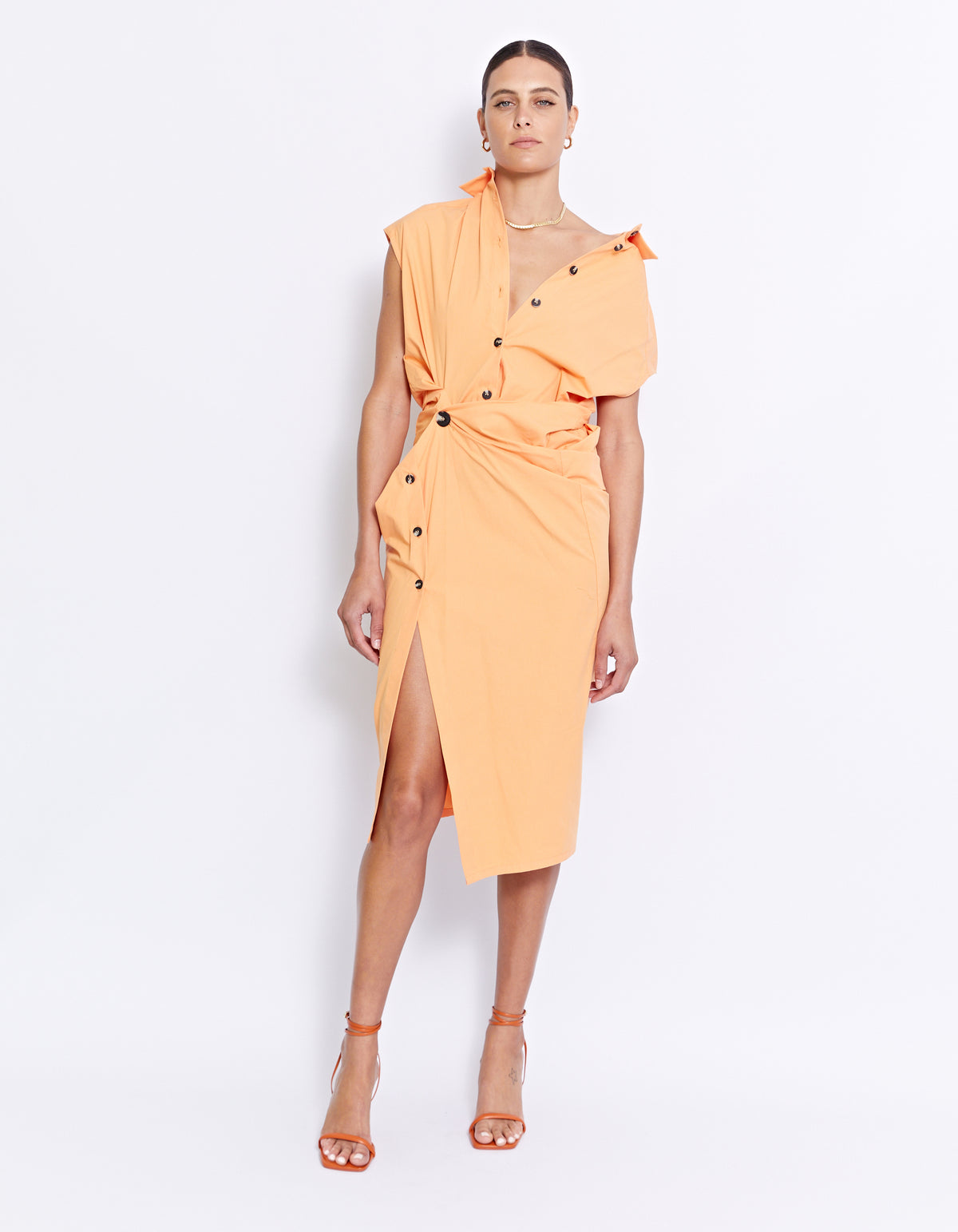 GRENADA MIDI SHIRT DRESS | TANGERINE