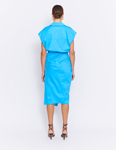 GRENADA MIDI SHIRT DRESS | POOL BLUE