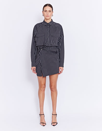 FENTON TWIST DRESS | BLACK STRIPE