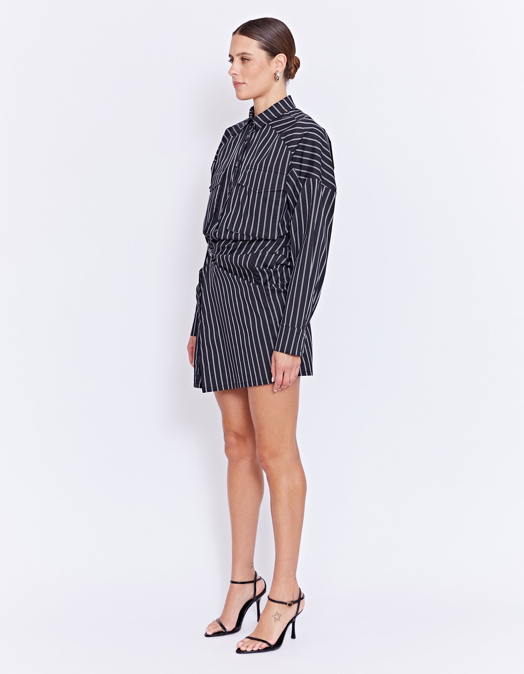 FENTON TWIST DRESS | BLACK STRIPE