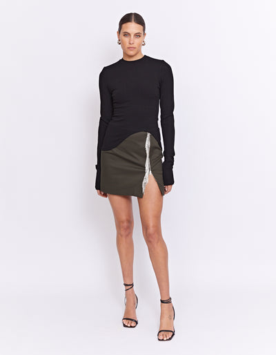 PARKS RHINESTONE SKIRT | OLIVE