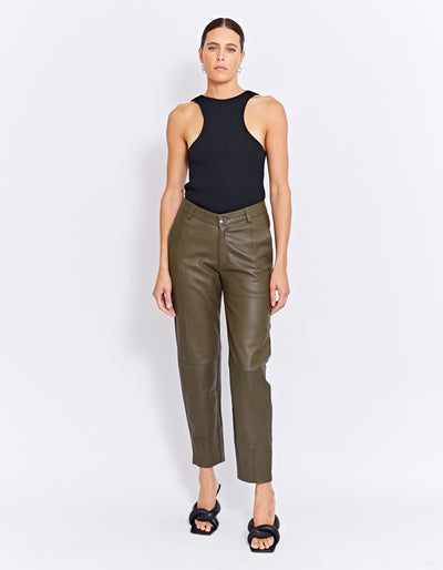 CARLISLE LEATHER PANT | OLIVE