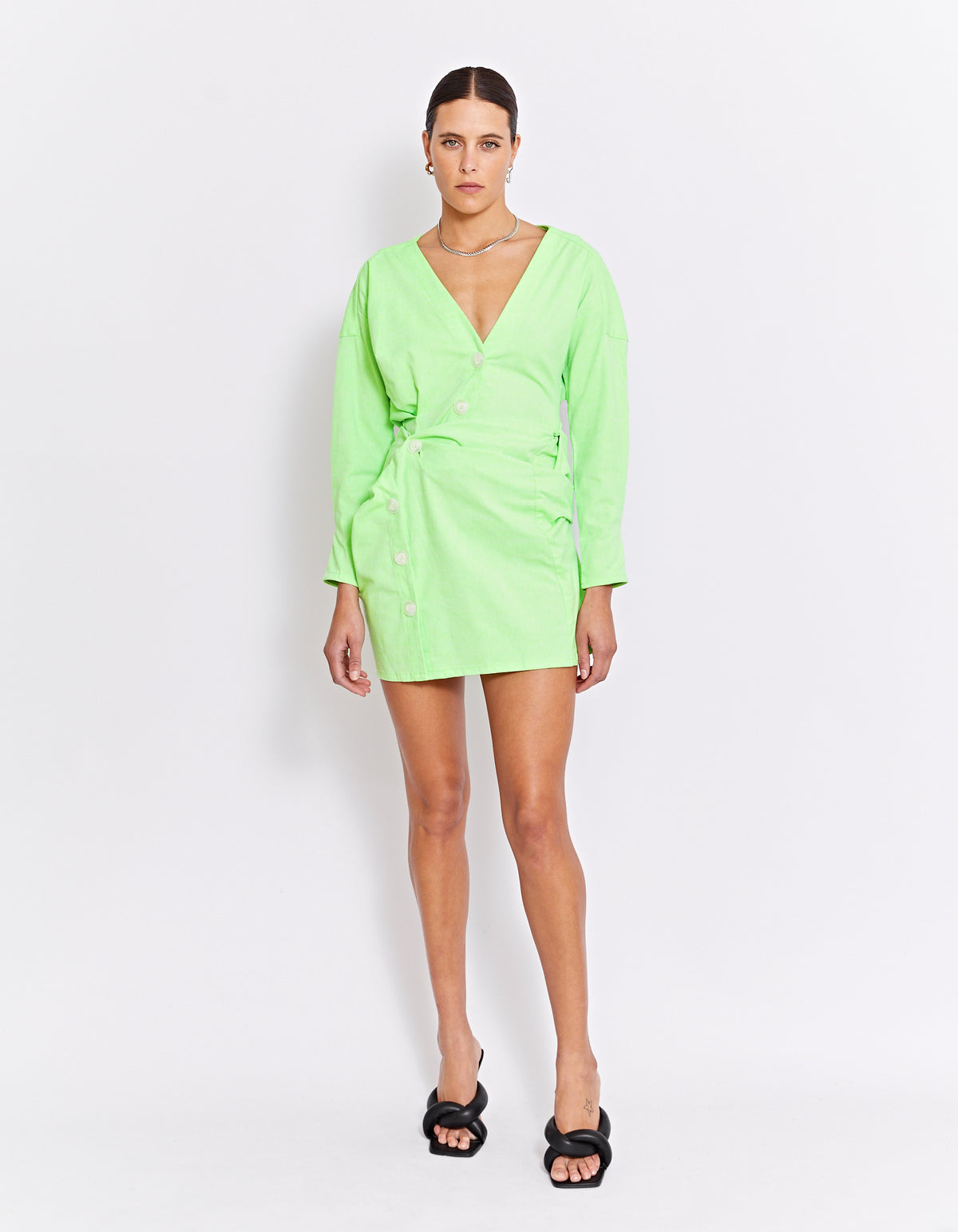 GEDE FLURO TWIST DRESS | LIME