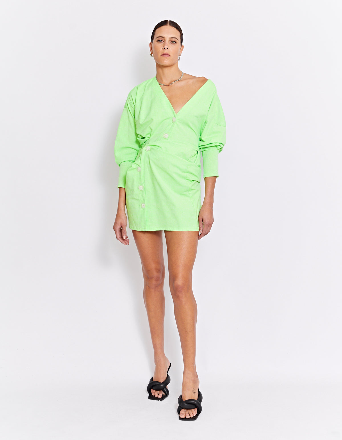 GEDE FLURO TWIST DRESS | LIME