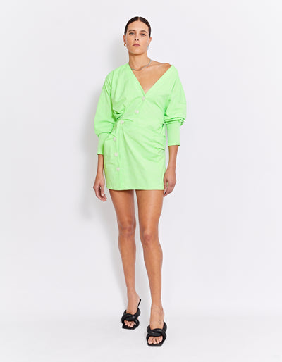 GEDE FLURO TWIST DRESS | LIME