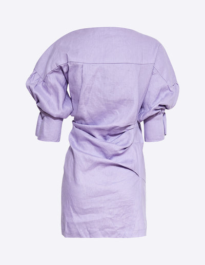 SEEKA LINEN TWIST DRESS | LILAC