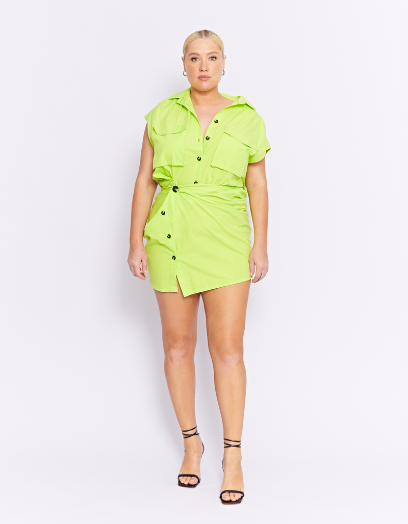 WESTWORLD MINI TWIST DRESS | LIME