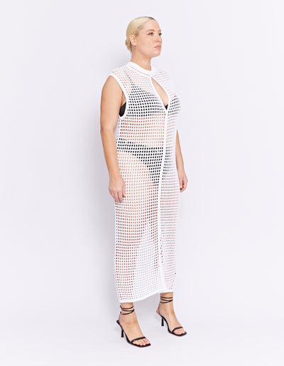 MALAGA CROCHET DRESS | POWDER